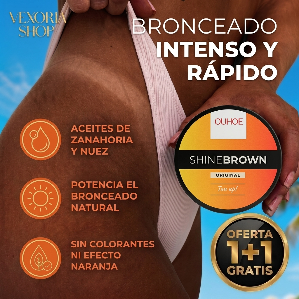 SHINEBROWN · Consigue un Bronceado Más Intenso y Duradero - OFERTA 1+1 GRATIS